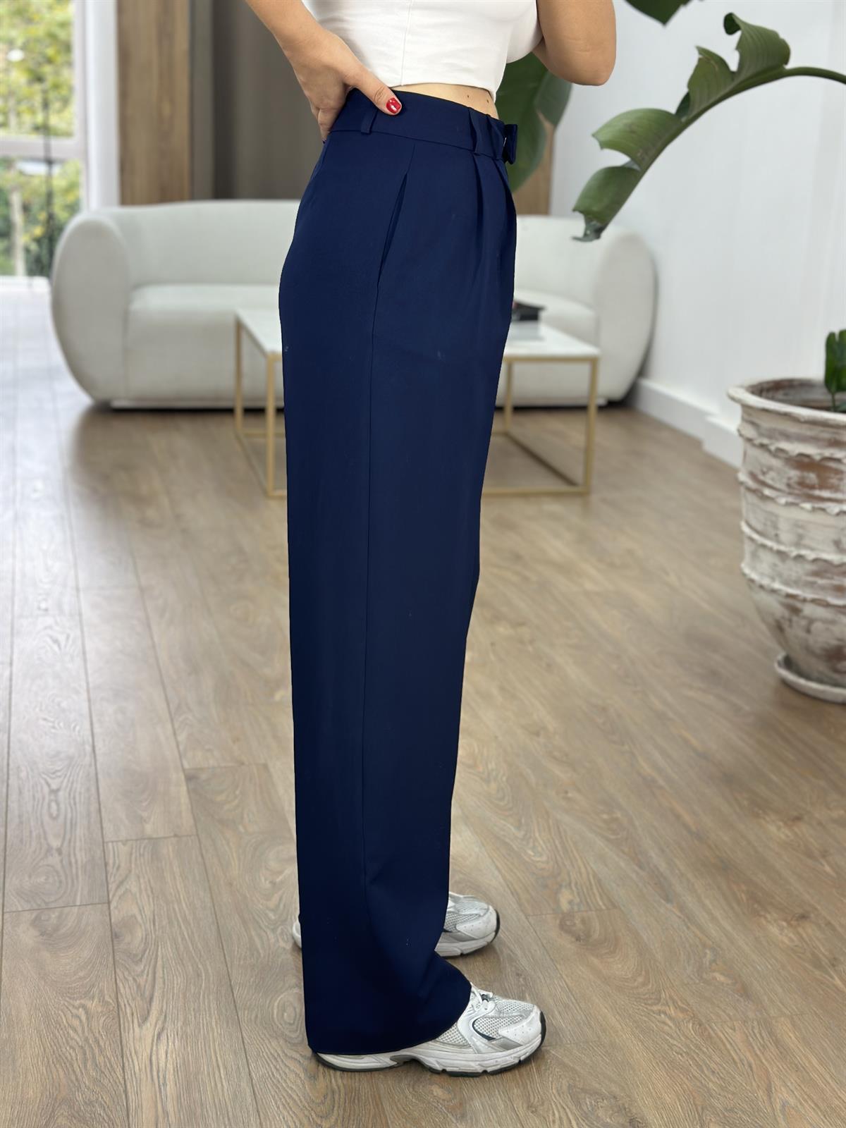 Yüksek Bel Bol Paça Palazzo Pantolon - Lacivert