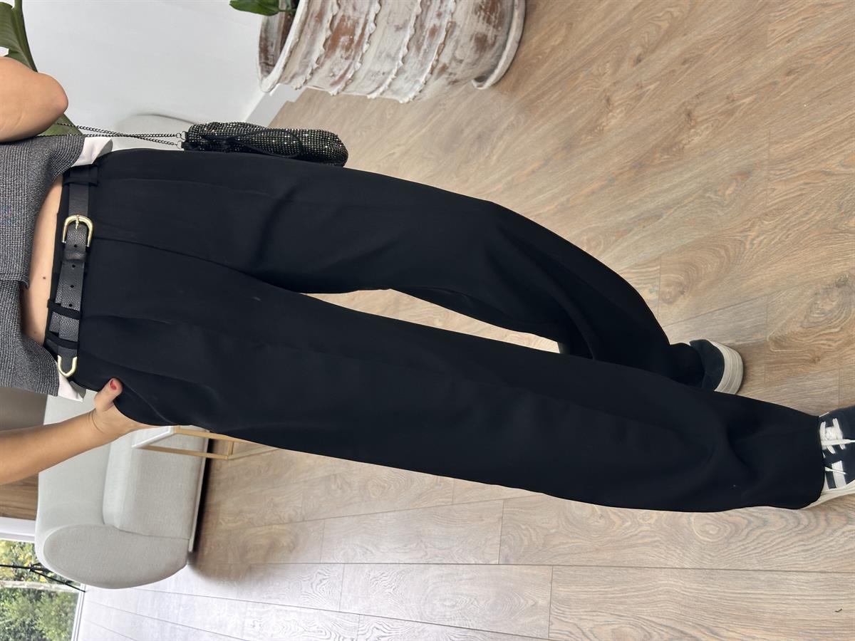 Yüksek Bel Bol Paça Palazzo Pantolon - Siyah