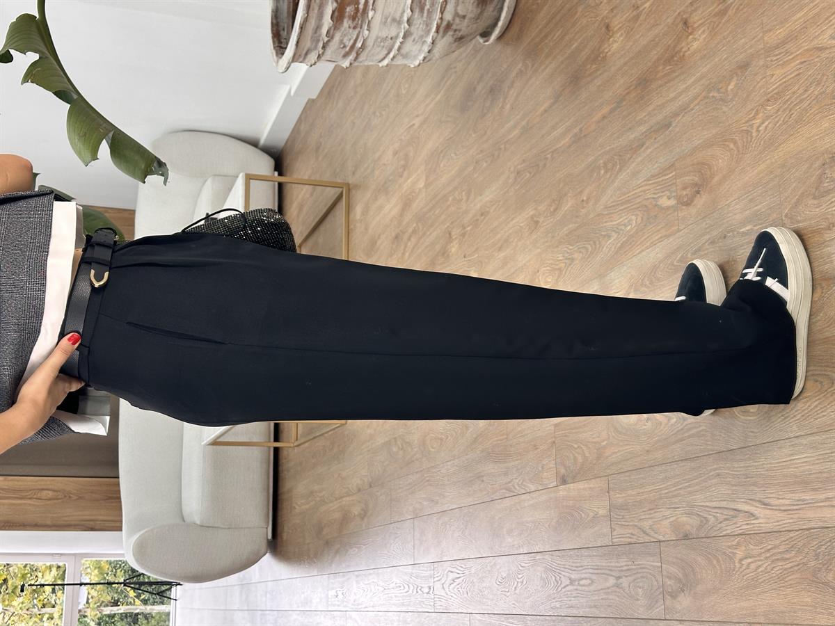 Yüksek Bel Bol Paça Palazzo Pantolon - Siyah