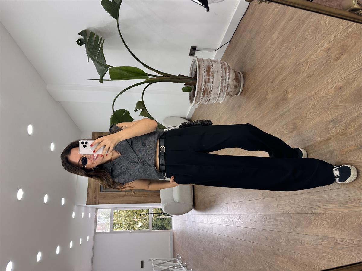 Yüksek Bel Bol Paça Palazzo Pantolon - Siyah