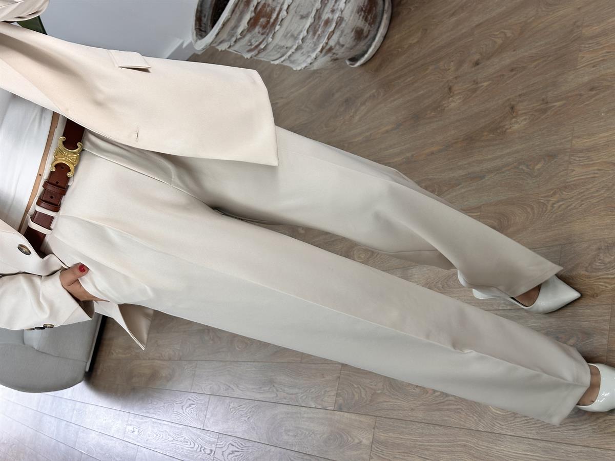 Yüksek Bel Bol Paça Palazzo Pantolon - Bej