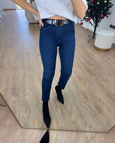 Yüksek Bel Boyfit Jean-Koyu Lacivert