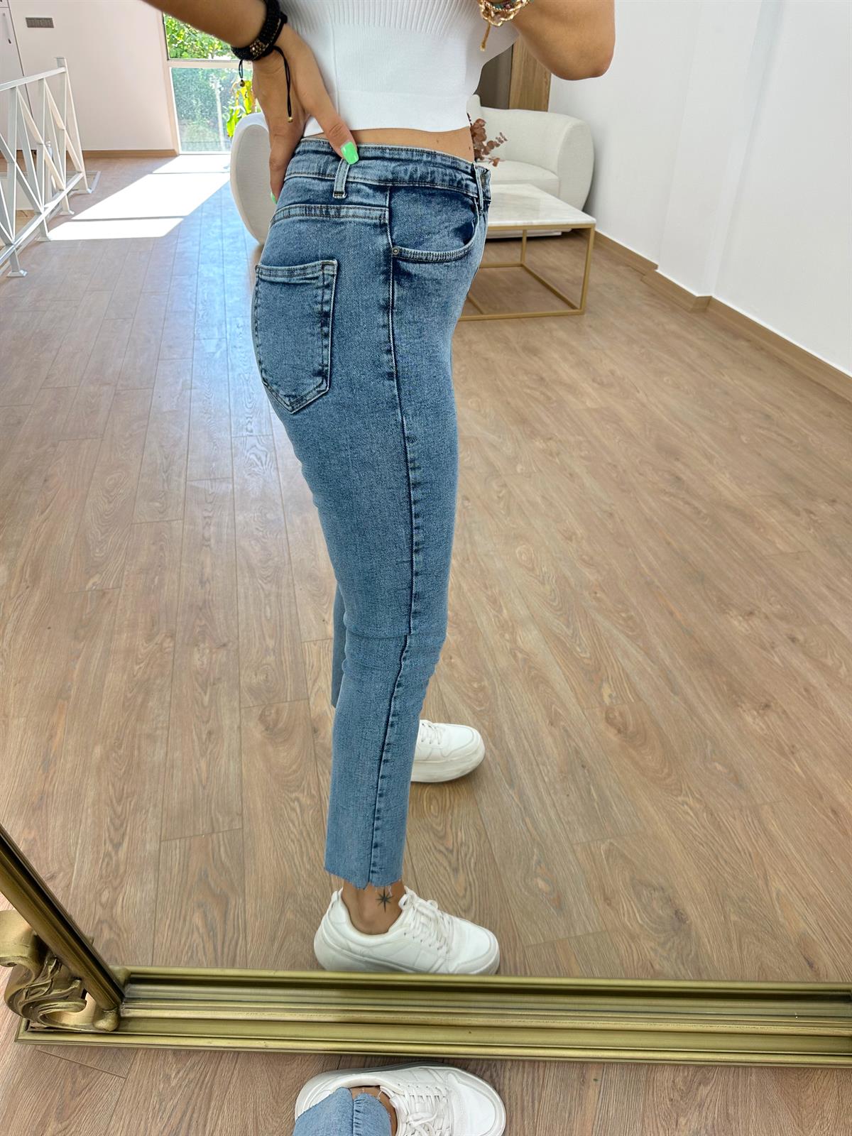 Yüksek Bel Boyfit Kar Yıkama Jean