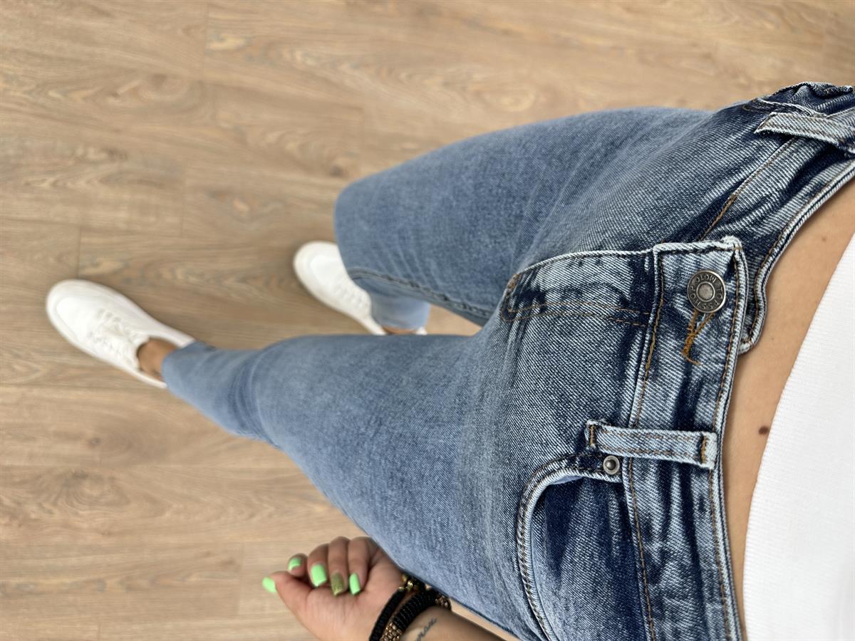Yüksek Bel Boyfit Kar Yıkama Jean