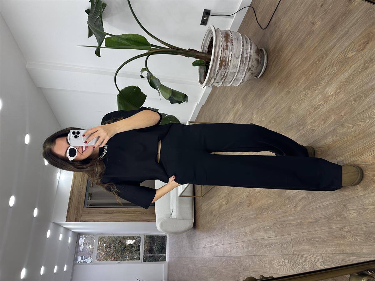 Yüksek Bel Cepli Modal Pantolon