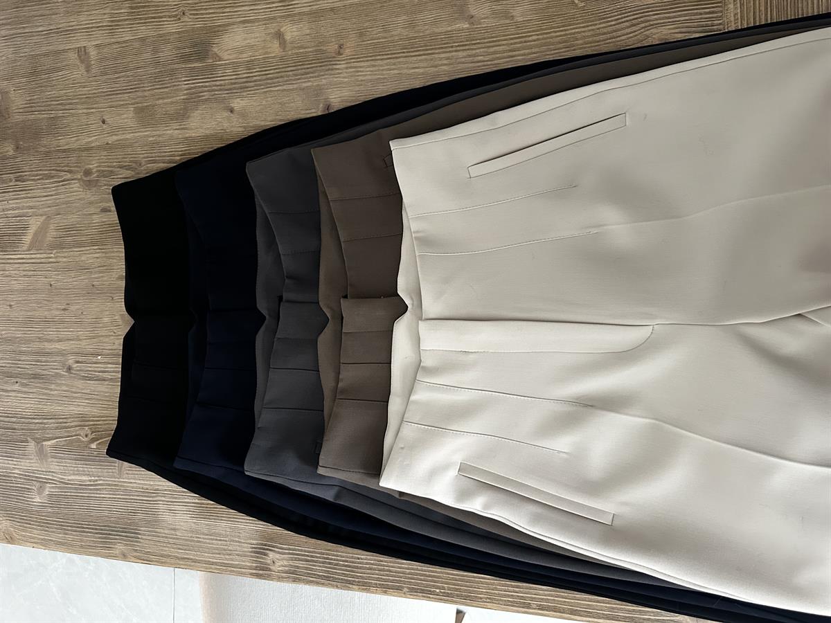 Yüksek Bel Flatolu Pantolon - Taş