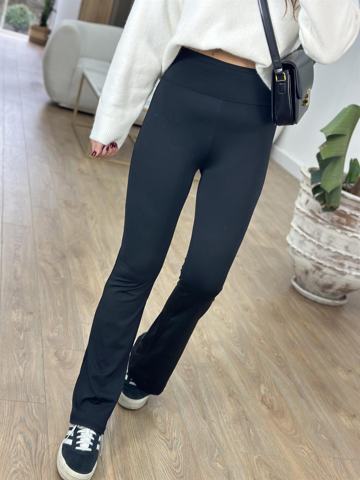 Yüksek Bel İspanyol Paça Tayt - Siyah