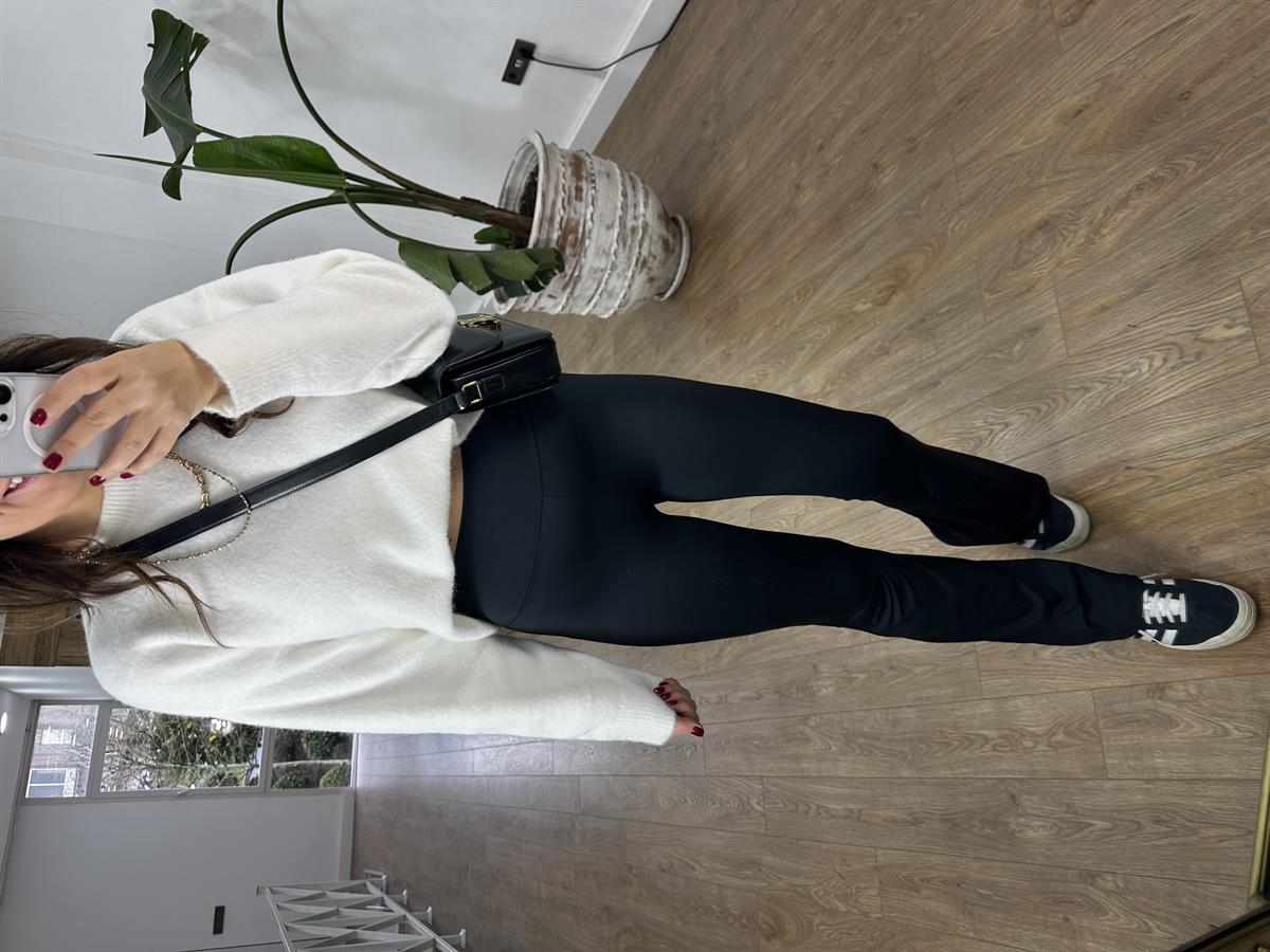 Yüksek Bel İspanyol Paça Tayt - Siyah