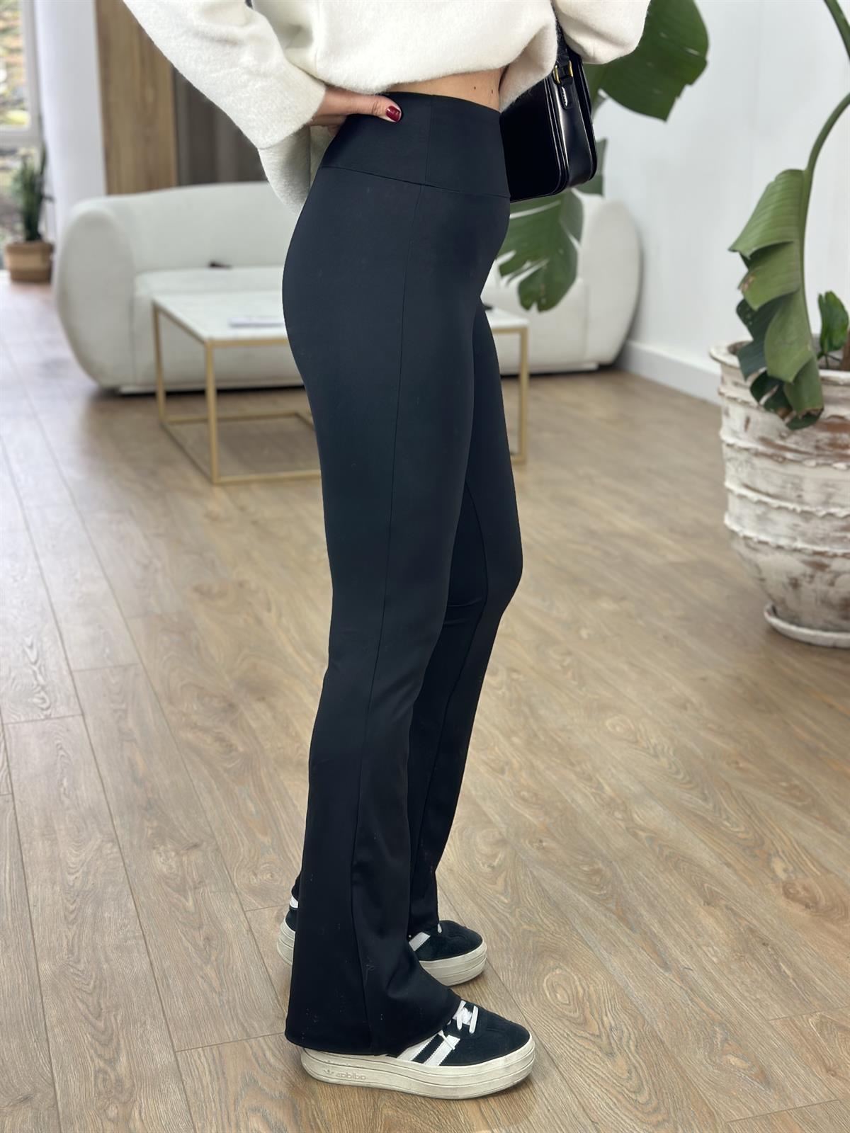 Yüksek Bel İspanyol Paça Tayt - Siyah