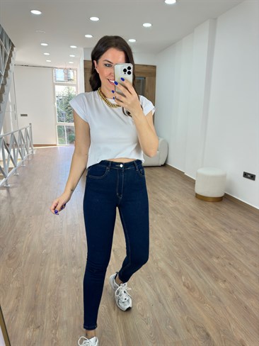 Yüksek Bel Skinny Jean-Lacivert