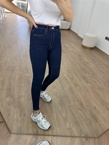 Yüksek Bel Skinny Jean-Lacivert