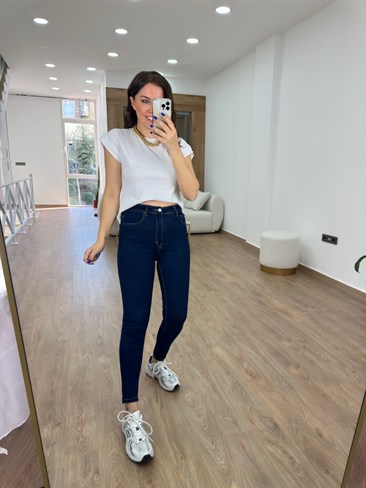 Yüksek Bel Skinny Jean-Lacivert