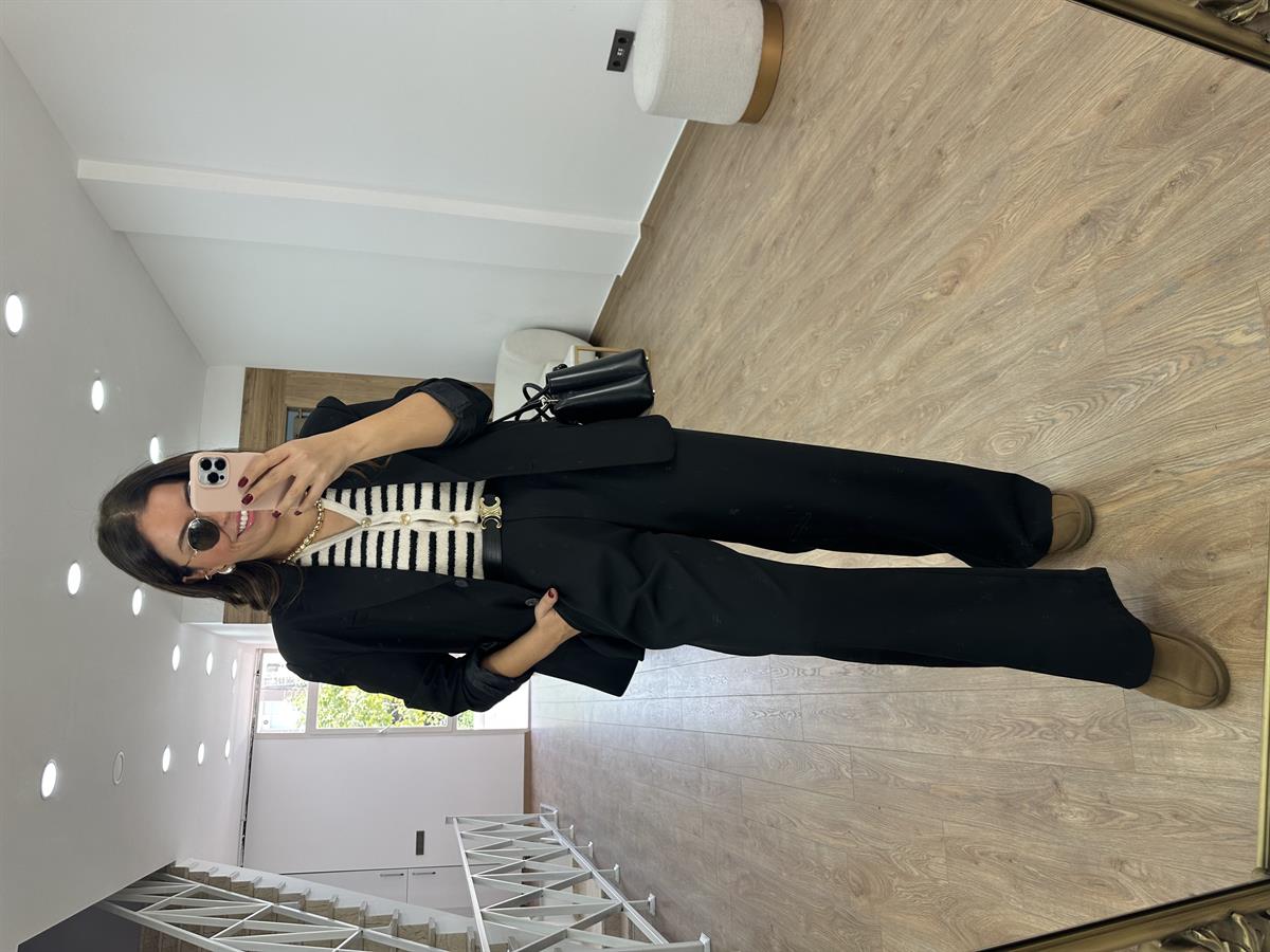 Yüksek Bel Tek Pileli Palazzo Pantolon-Siyah