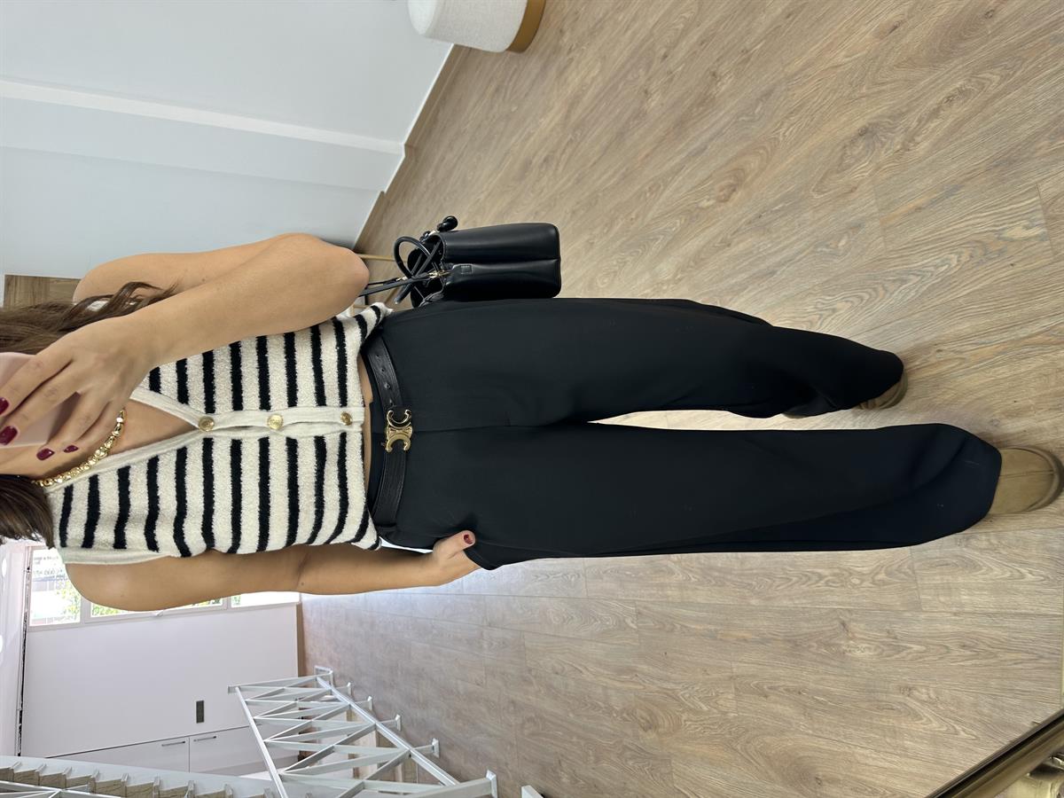 Yüksek Bel Tek Pileli Palazzo Pantolon-Siyah