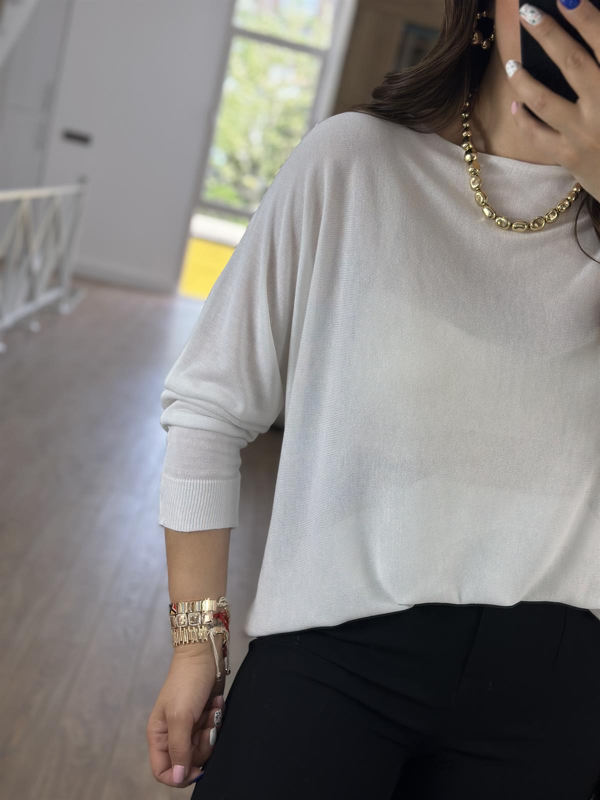 Yumuşacık Yanı Yırtmaçlı Merserize Triko-Beyaz