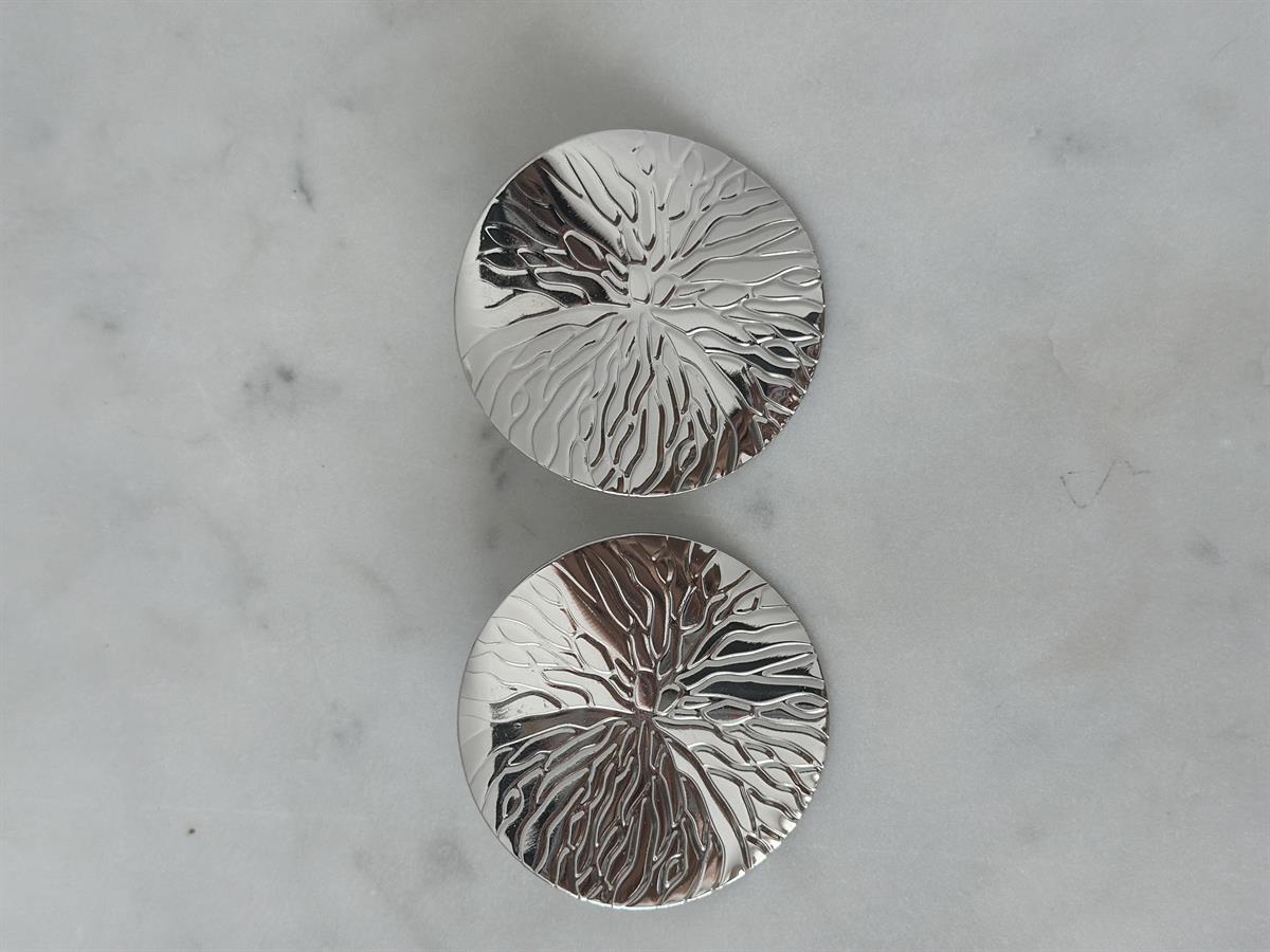 Yuvarlak İşlemeli Silver Küpe  5cm