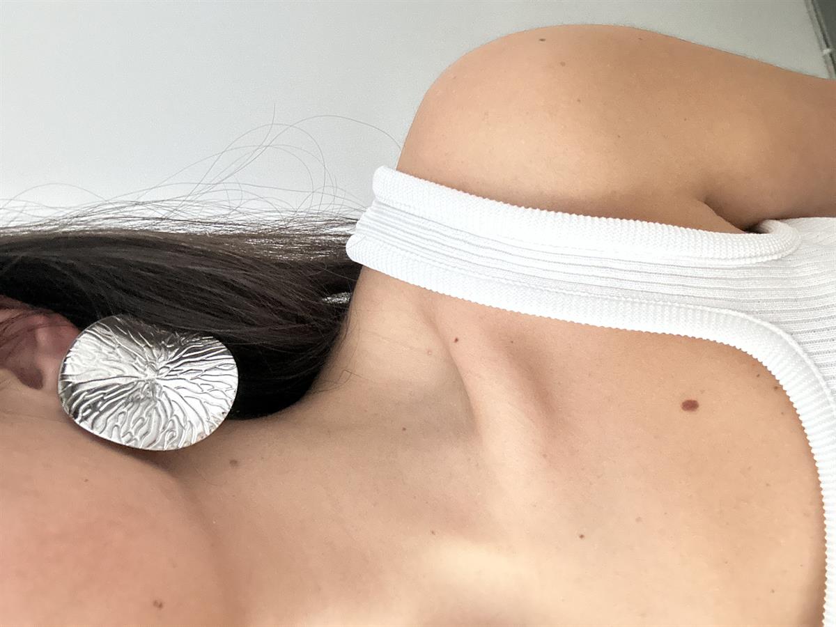 Yuvarlak İşlemeli Silver Küpe  5cm