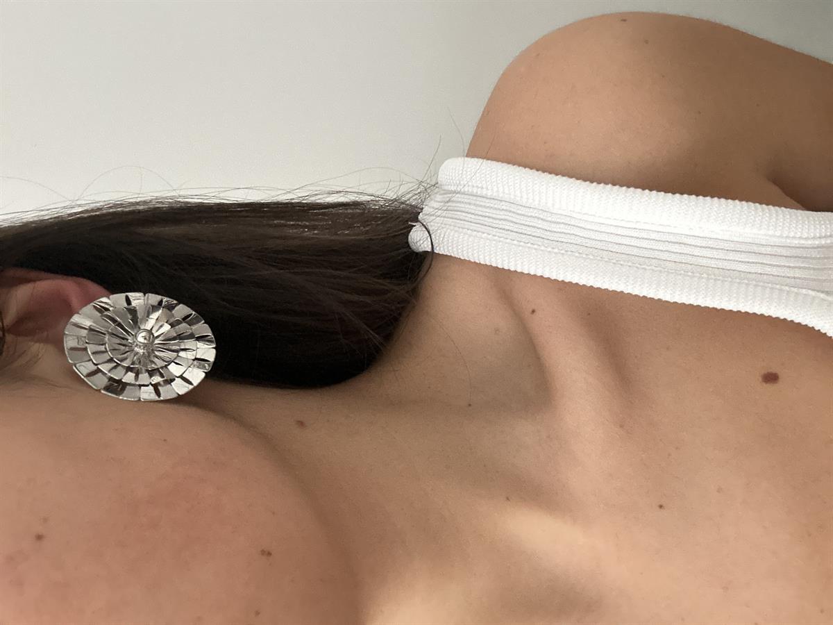 Yuvarlak Tasarım Geçmeli Silver Küpe 4cm