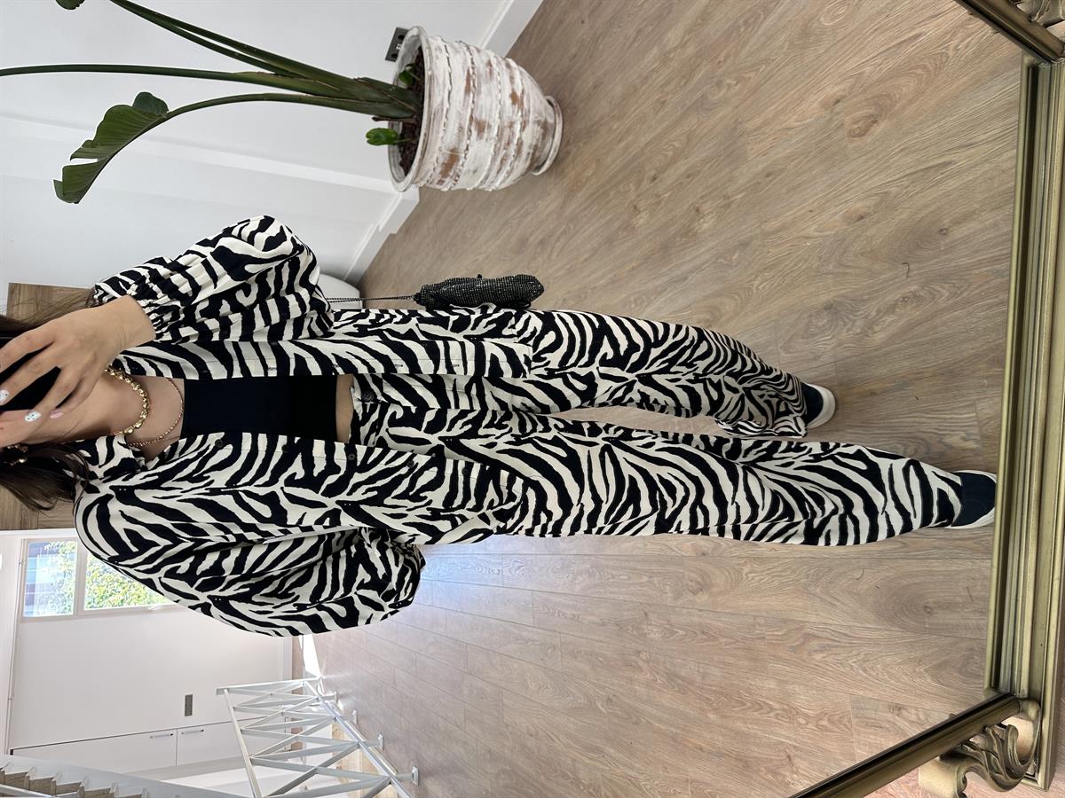 Zebra Desen Pantolon Gömlek Takım