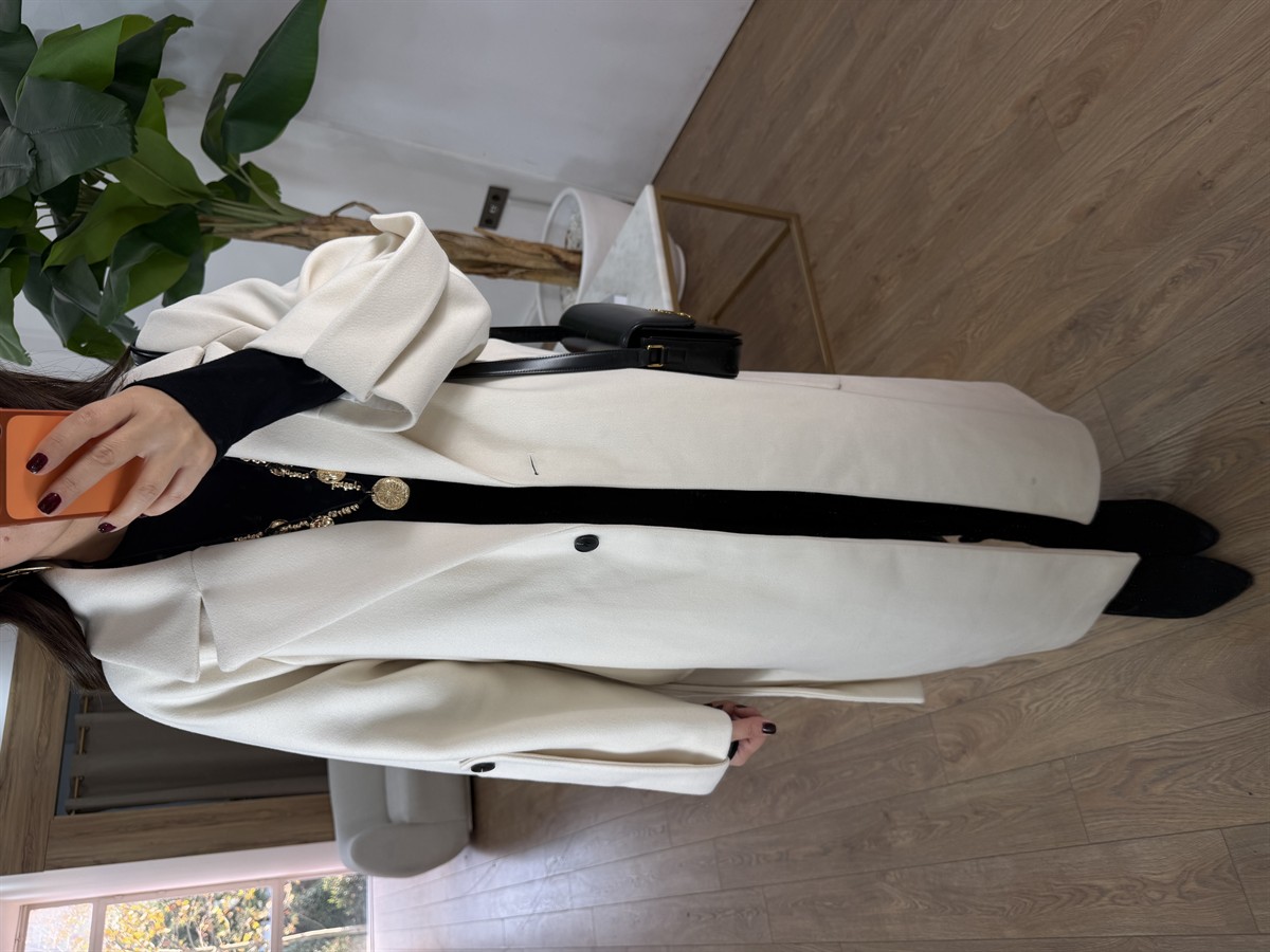 Zelenika Midi Kaşe Kaban - Bej  