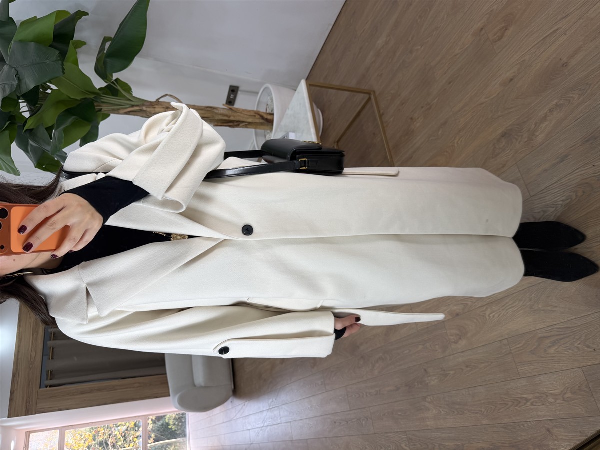 Zelenika Midi Kaşe Kaban - Bej  