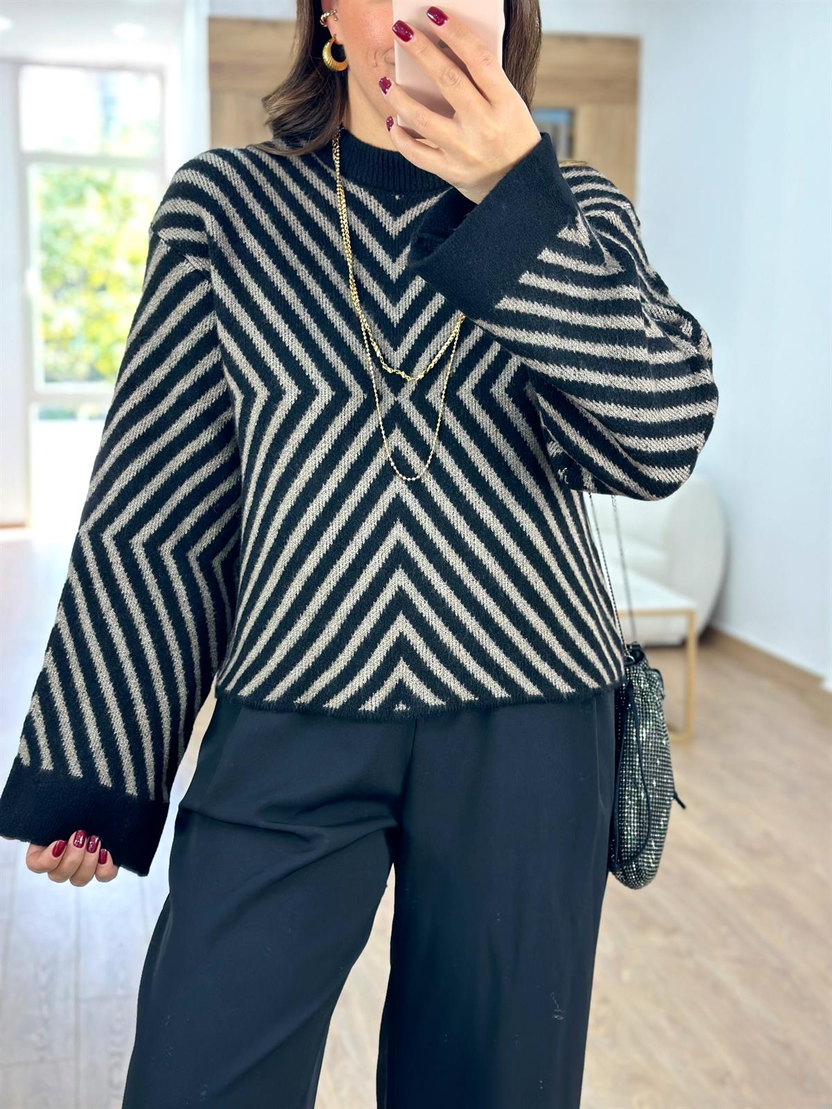 Zigzag Desenli Kazak