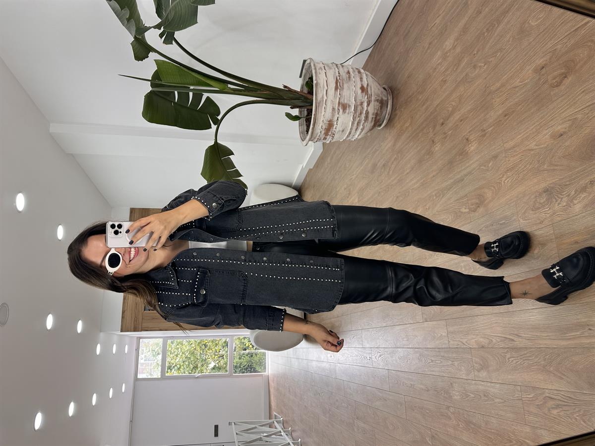 Zımba Detaylı Droplu Denim Ceket 