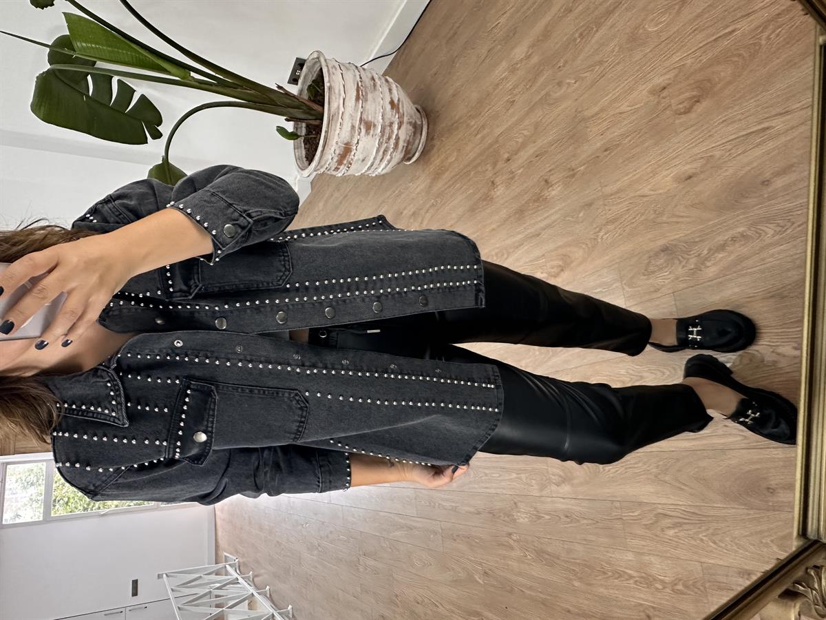 Zımba Detaylı Droplu Denim Ceket 