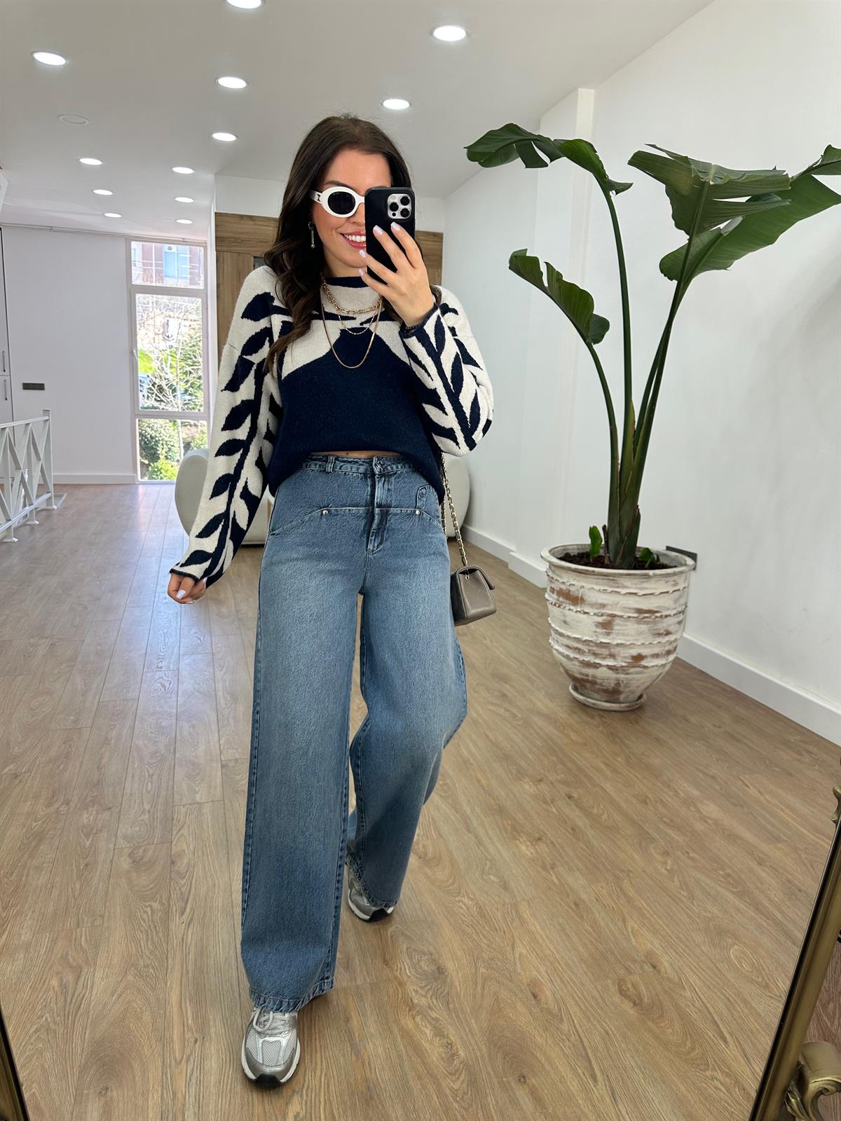 Zımba Detaylı Palazzo Jean