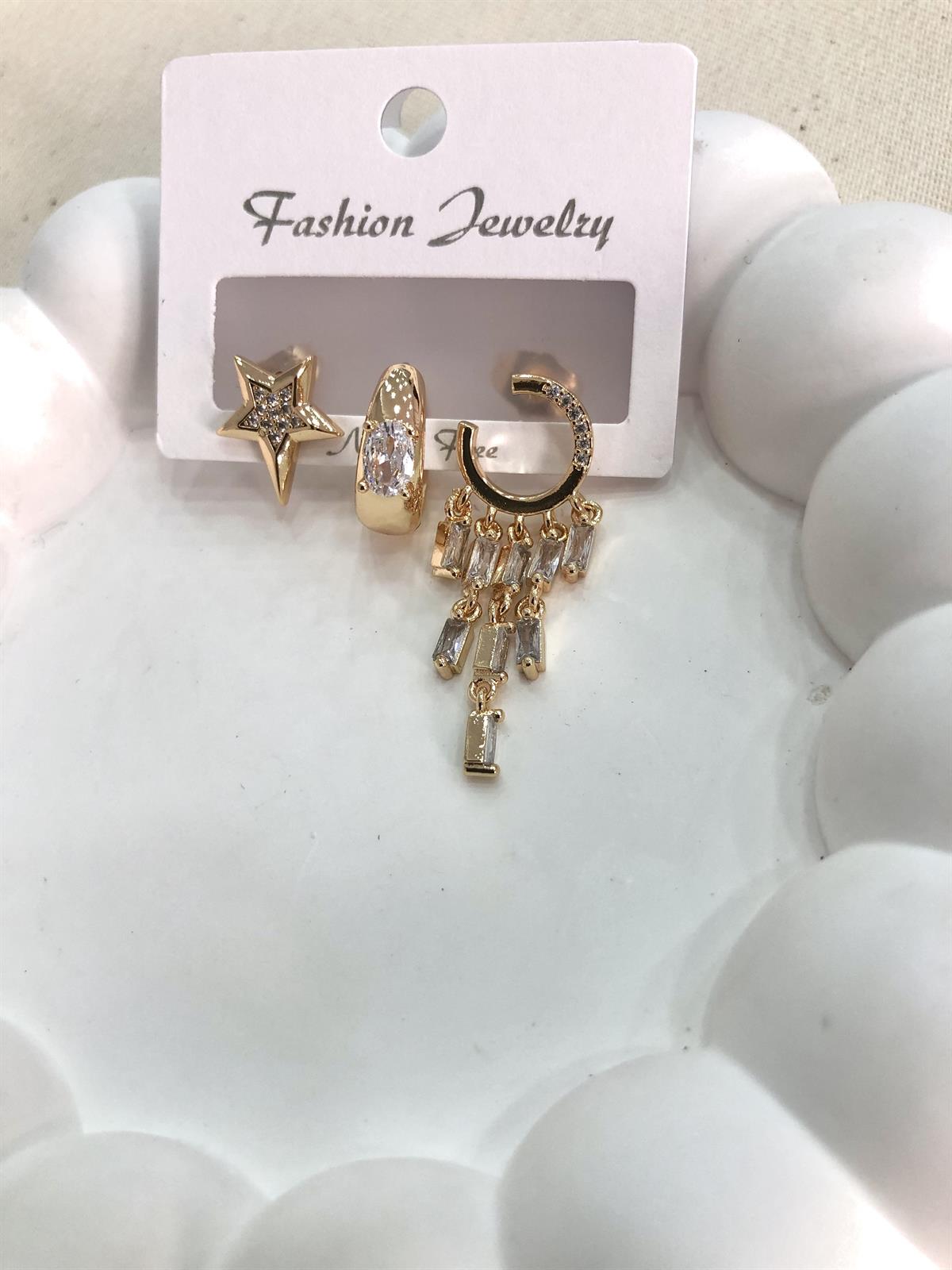 Zirkon Gold Set Küpe
