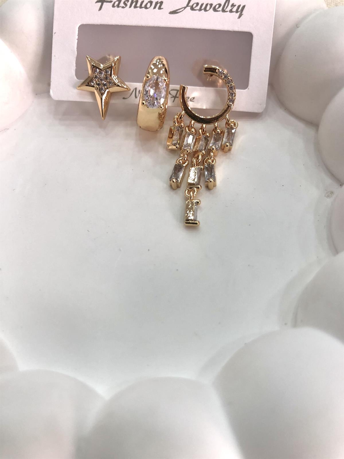 Zirkon Gold Set Küpe