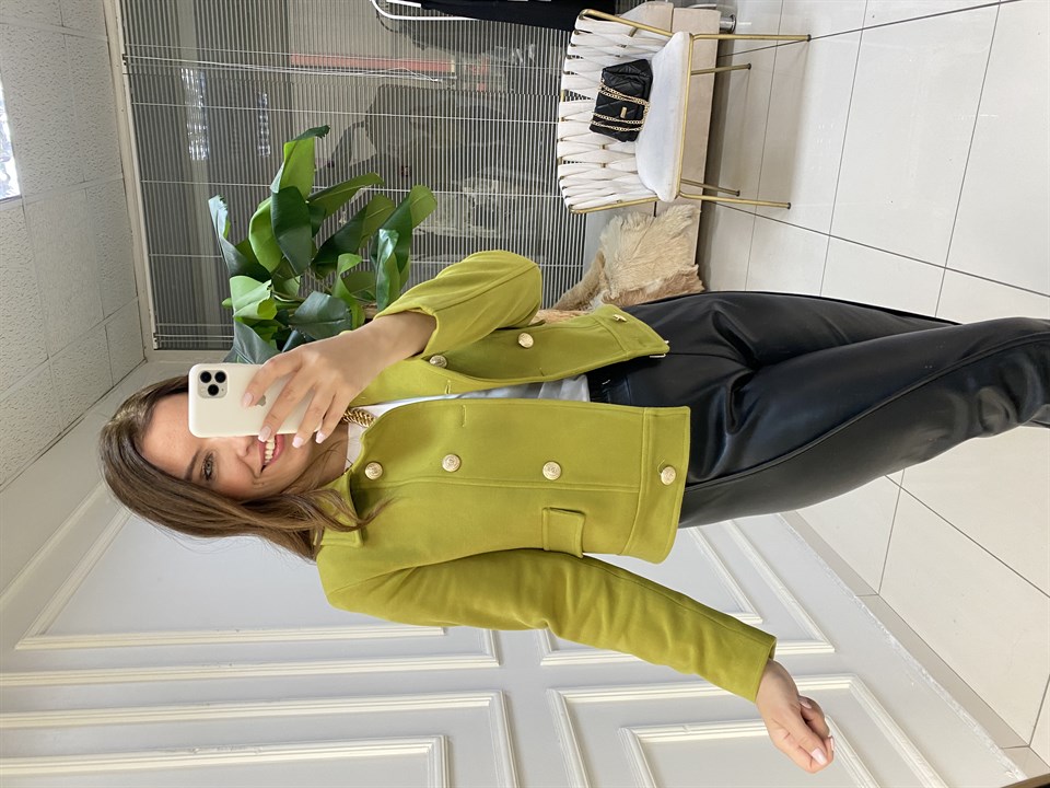 Zara Model Kaşe Ceket-Yağ Yeşili
