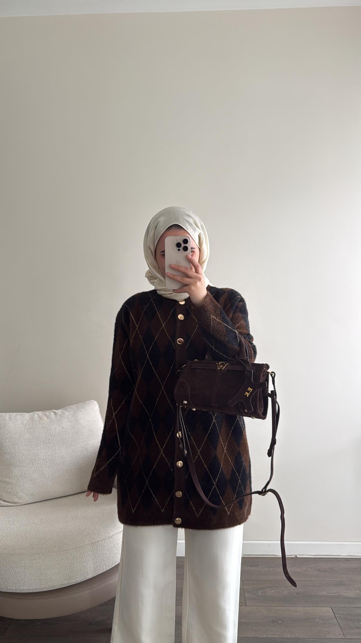 BAKLAVA DESEN ANGORA HIRKA - KAHVE / SİYAH