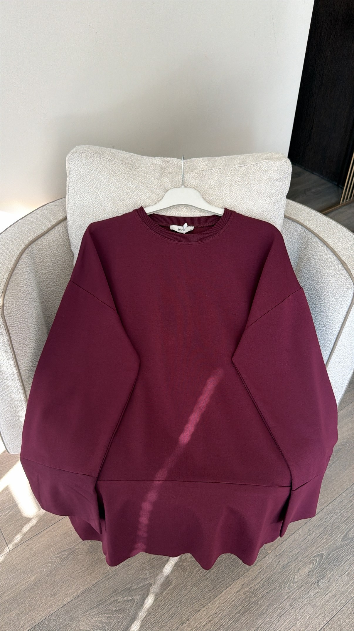 Dikiş Ve Yırtmaç Detaylı Sweatshirt-  Mürdüm