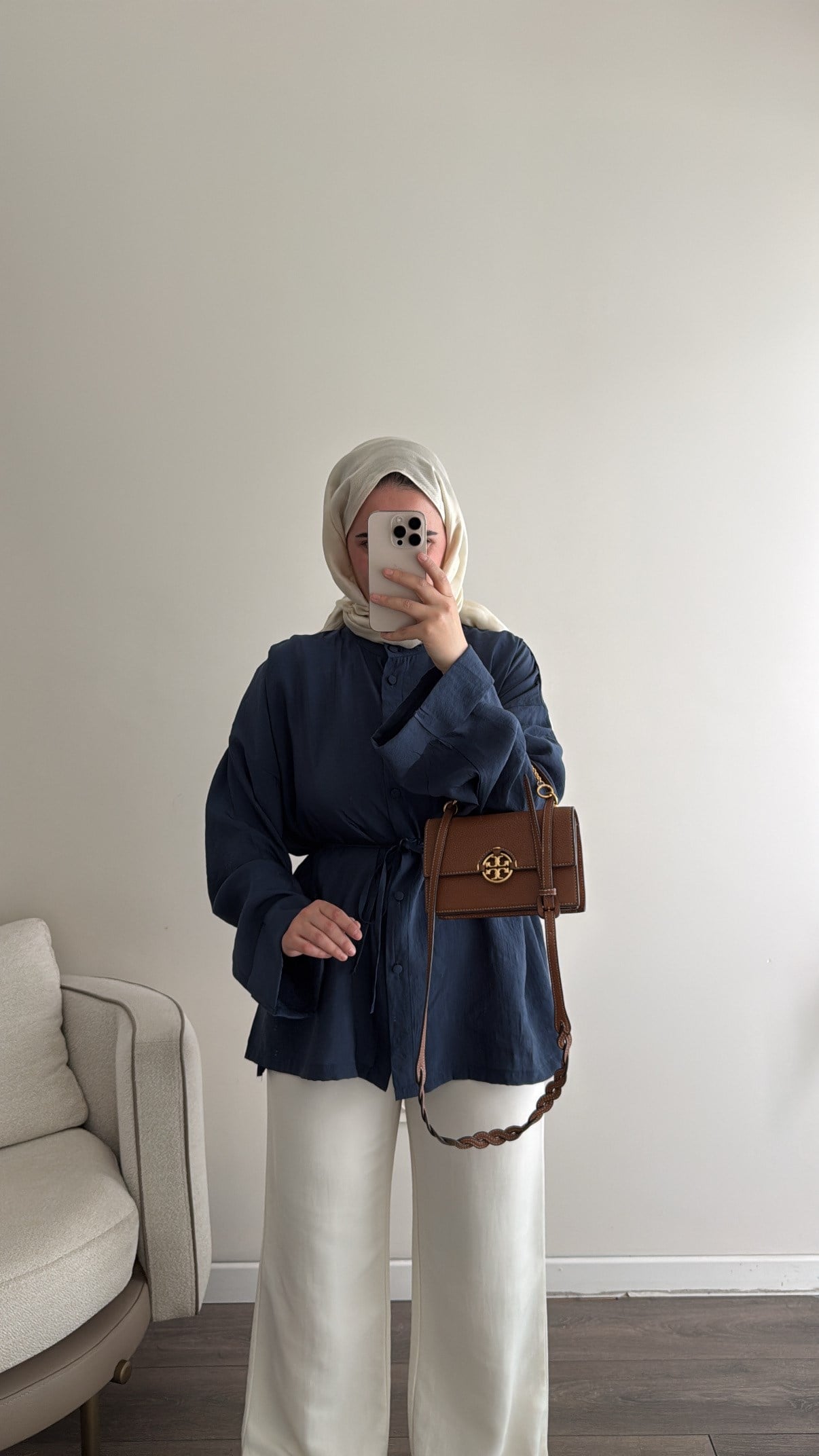 Duble Kol Yırtmaçlı Gömlek - Lacivert