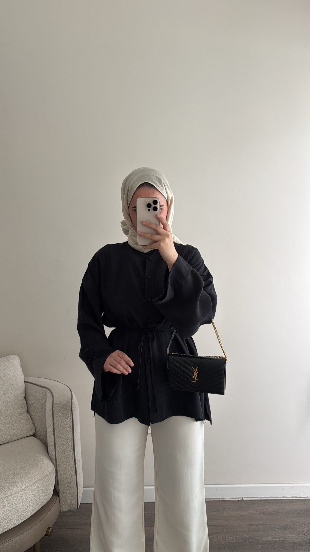 Duble Kol Yırtmaçlı Gömlek - Siyah