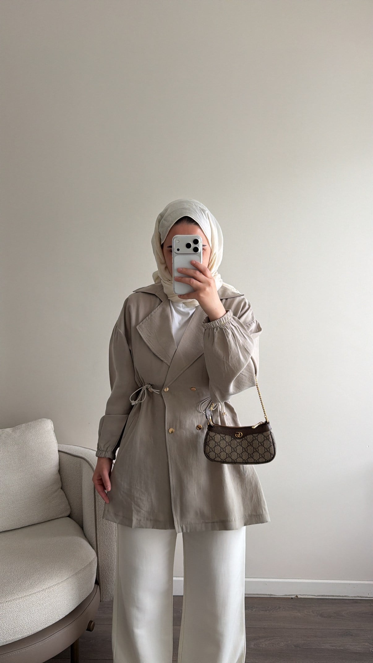 Düğmeli Tencel Ceket - Taş