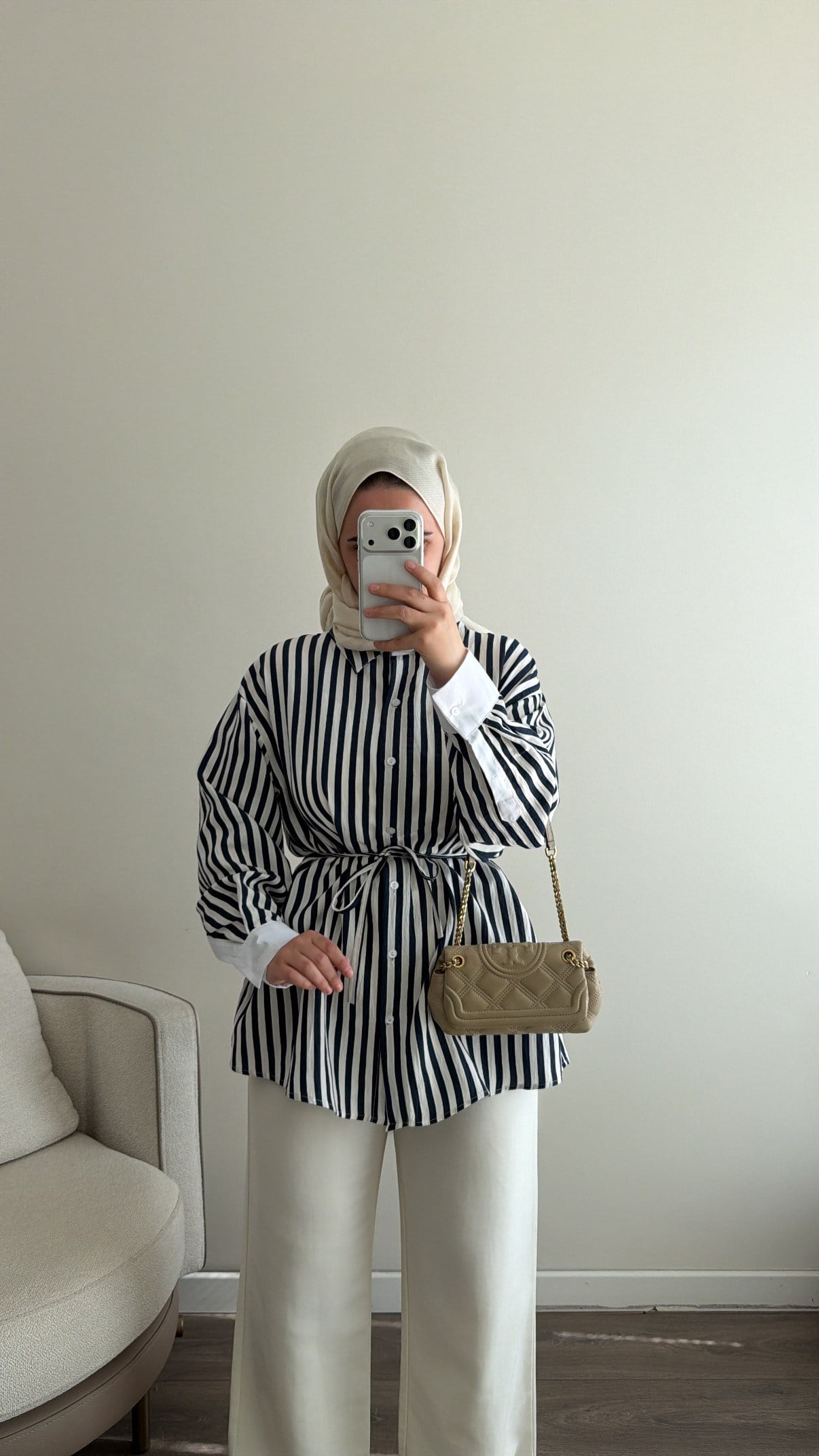 Garnili Çizgili Gömlek - Lacivert