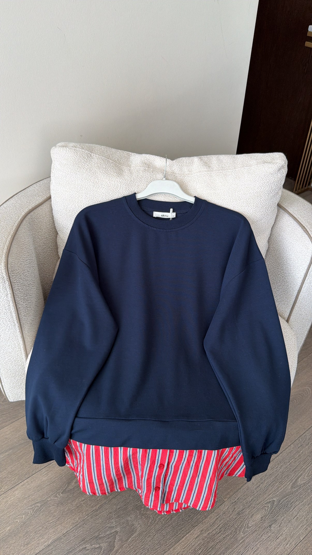 Gömlek Garnili Sweatshirt - Lacivert