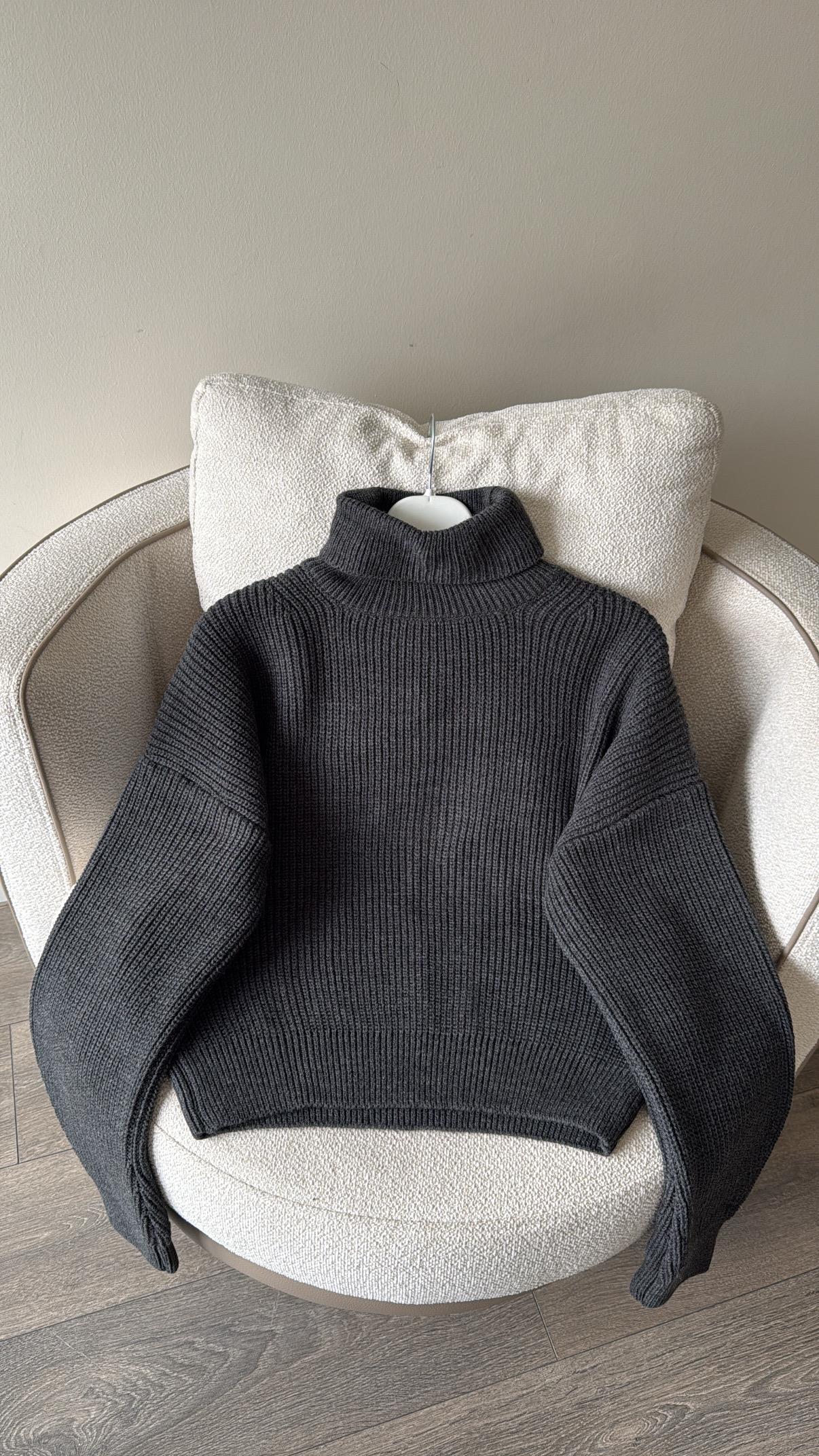 Kısa Triko Kazak - Füme