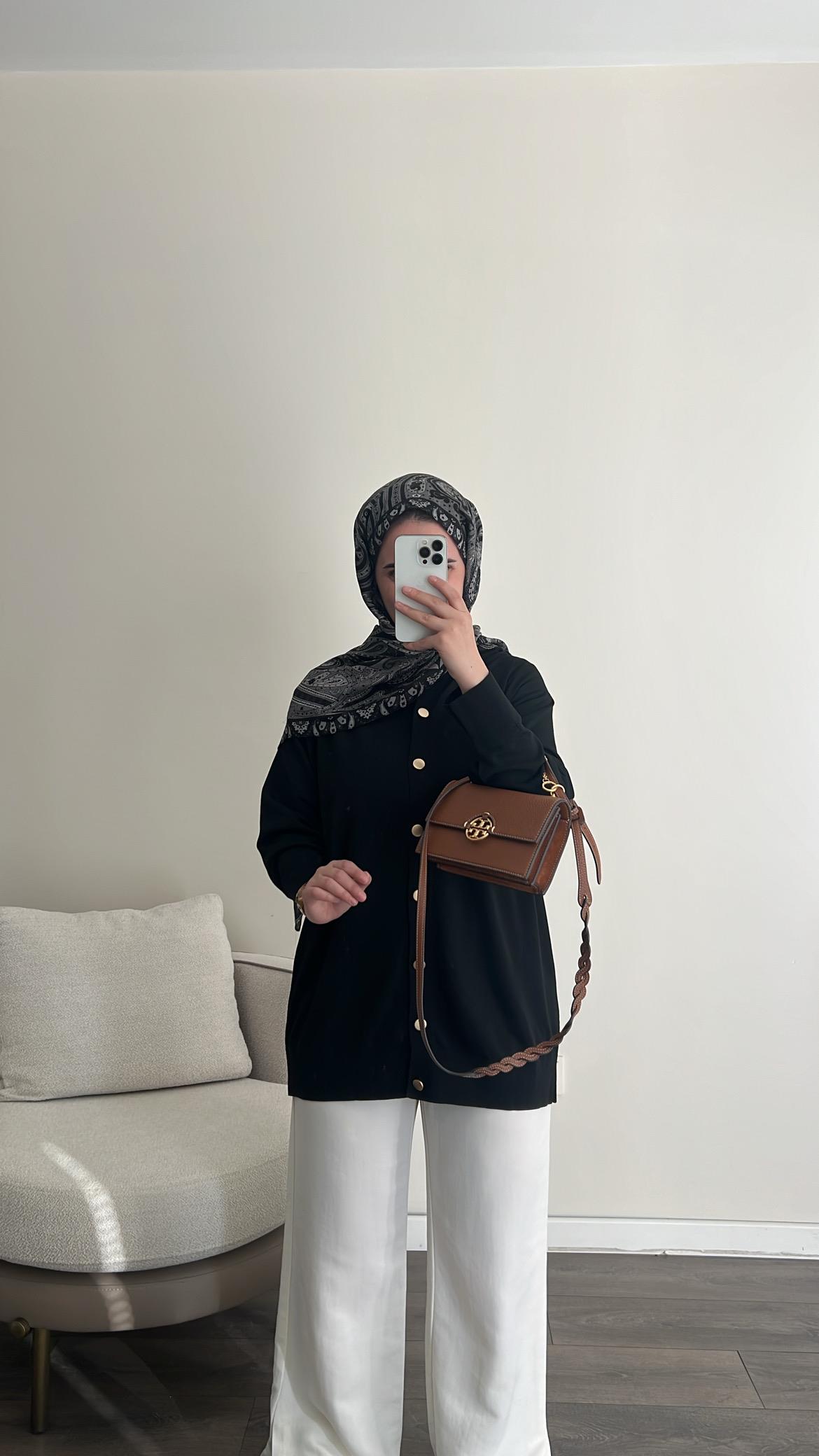 Merserize Hırka- Siyah