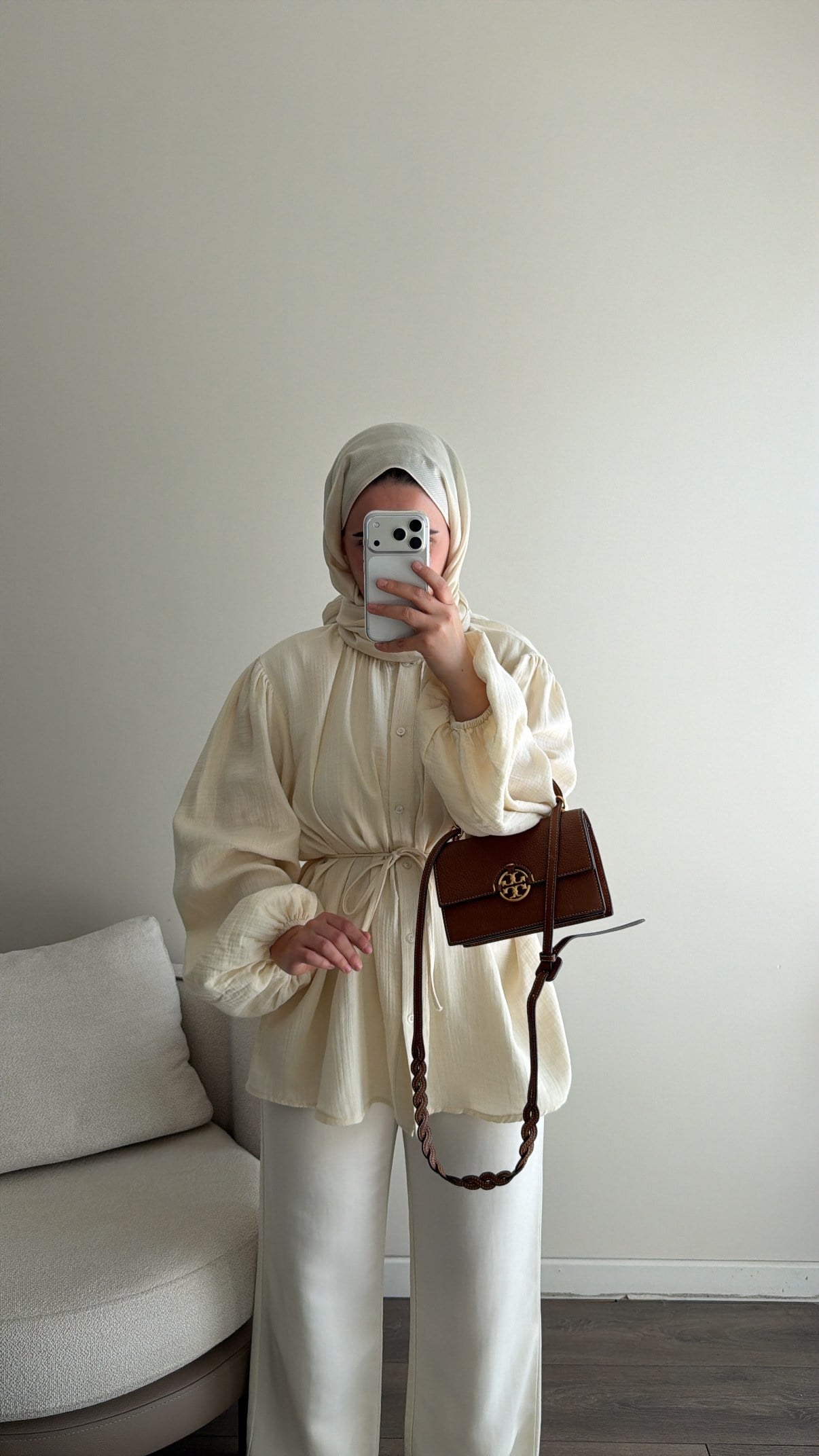 Müslin Gömlek - Krem