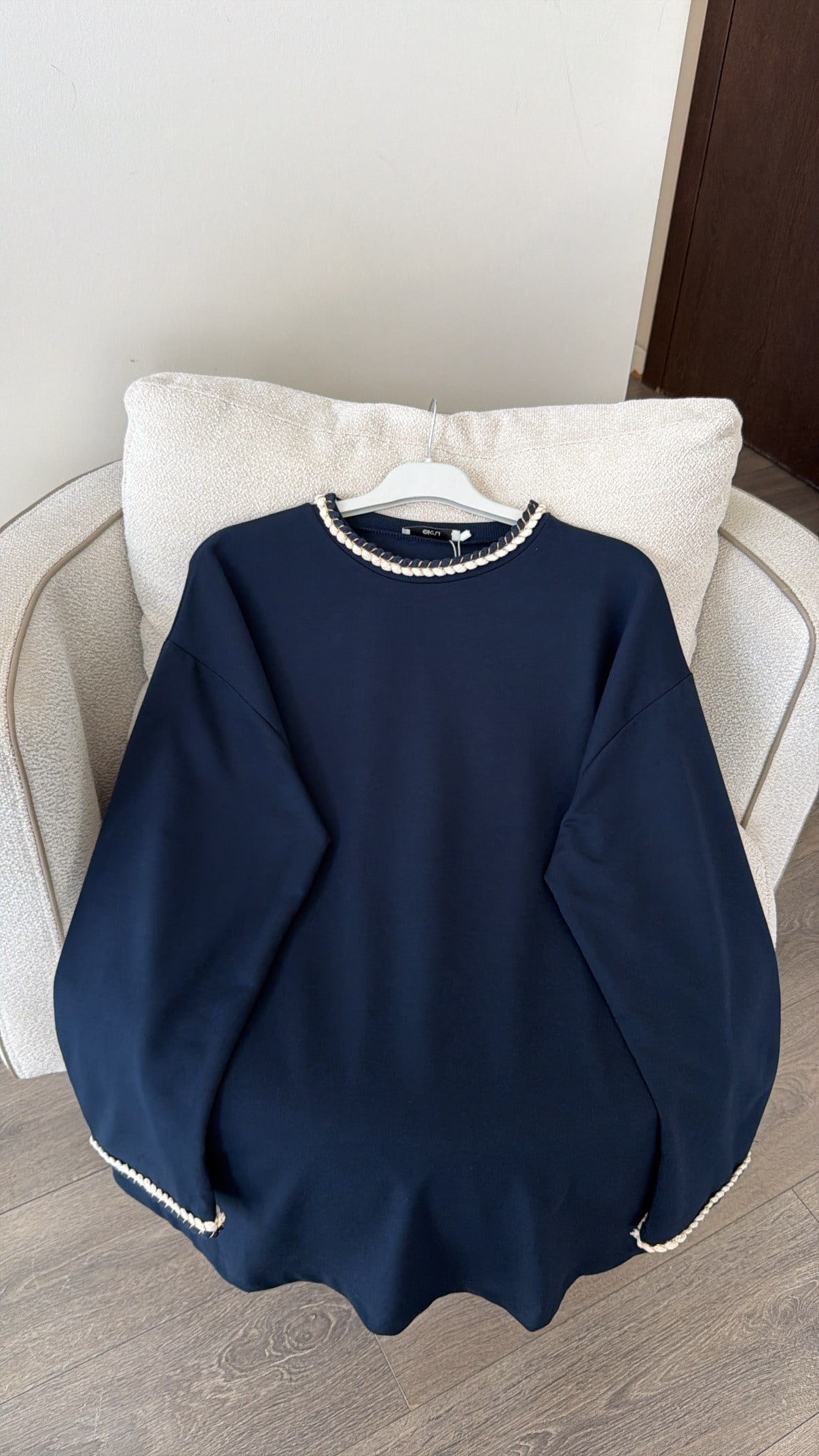 Örgü Aksesuar Detaylı Sweatshirt - Lacivert
