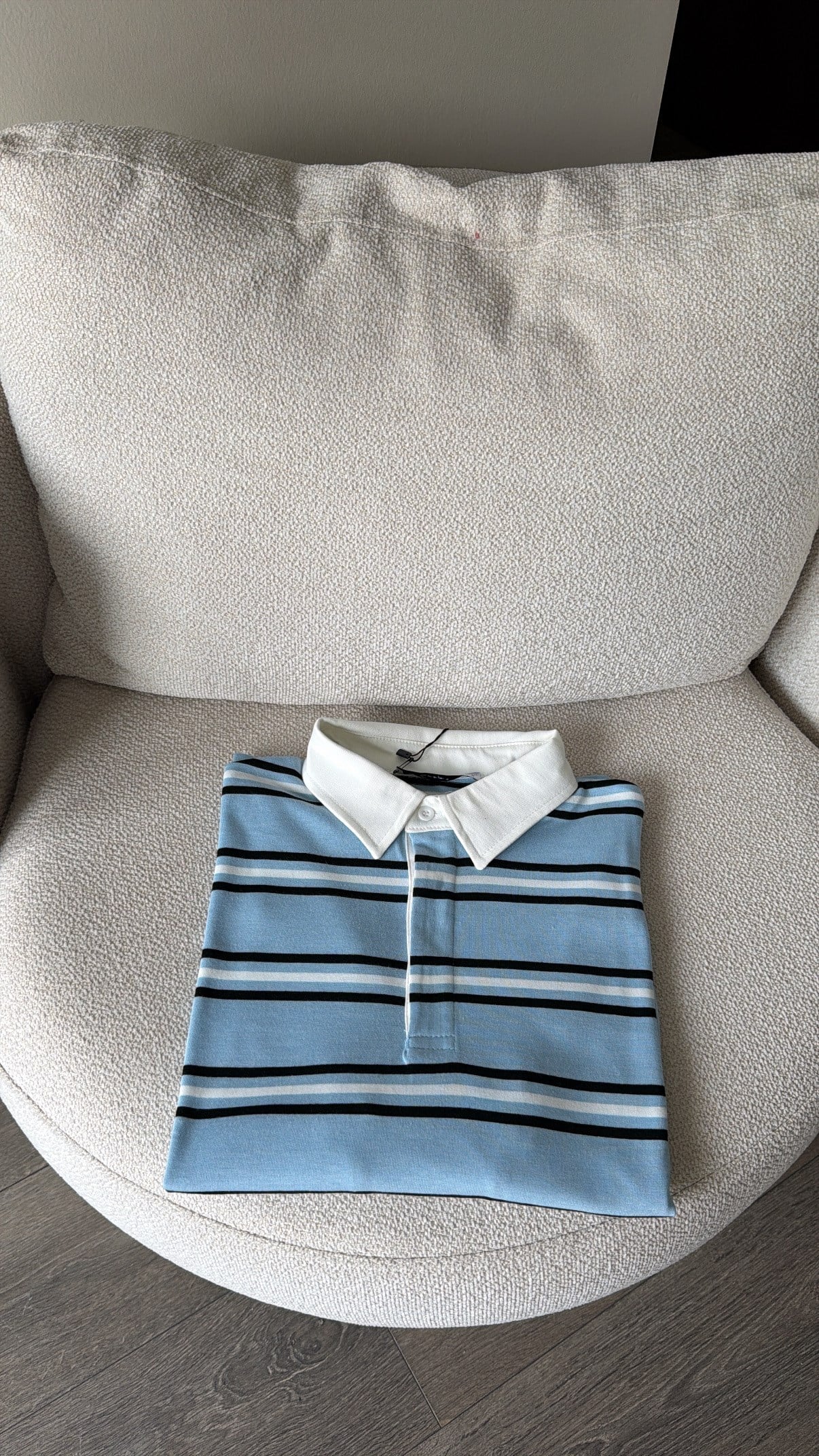 Polo Yaka Çizgili Sweatshirt - Mavi