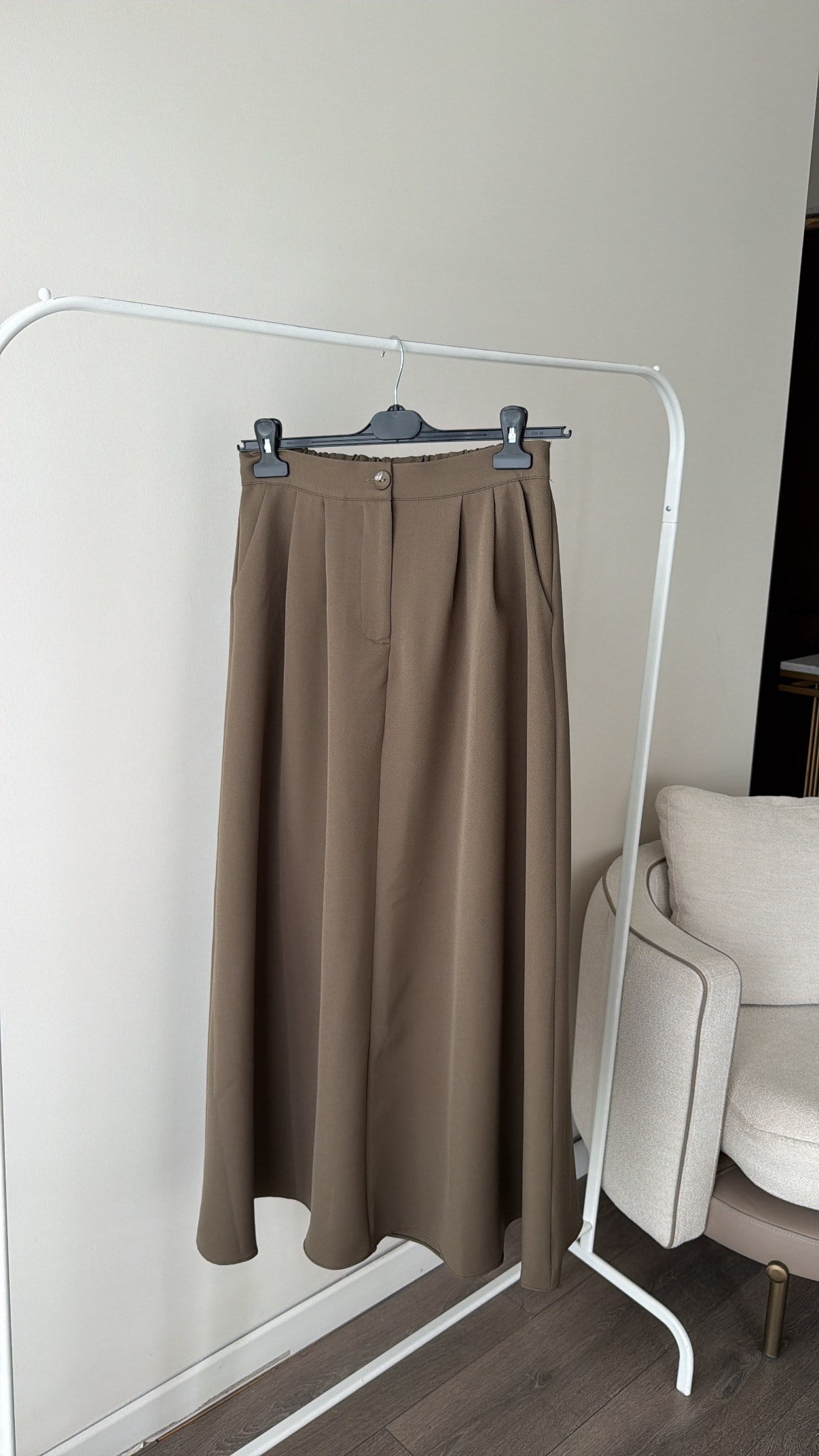 Rahat Kesim Dökümlü Etek - Haki