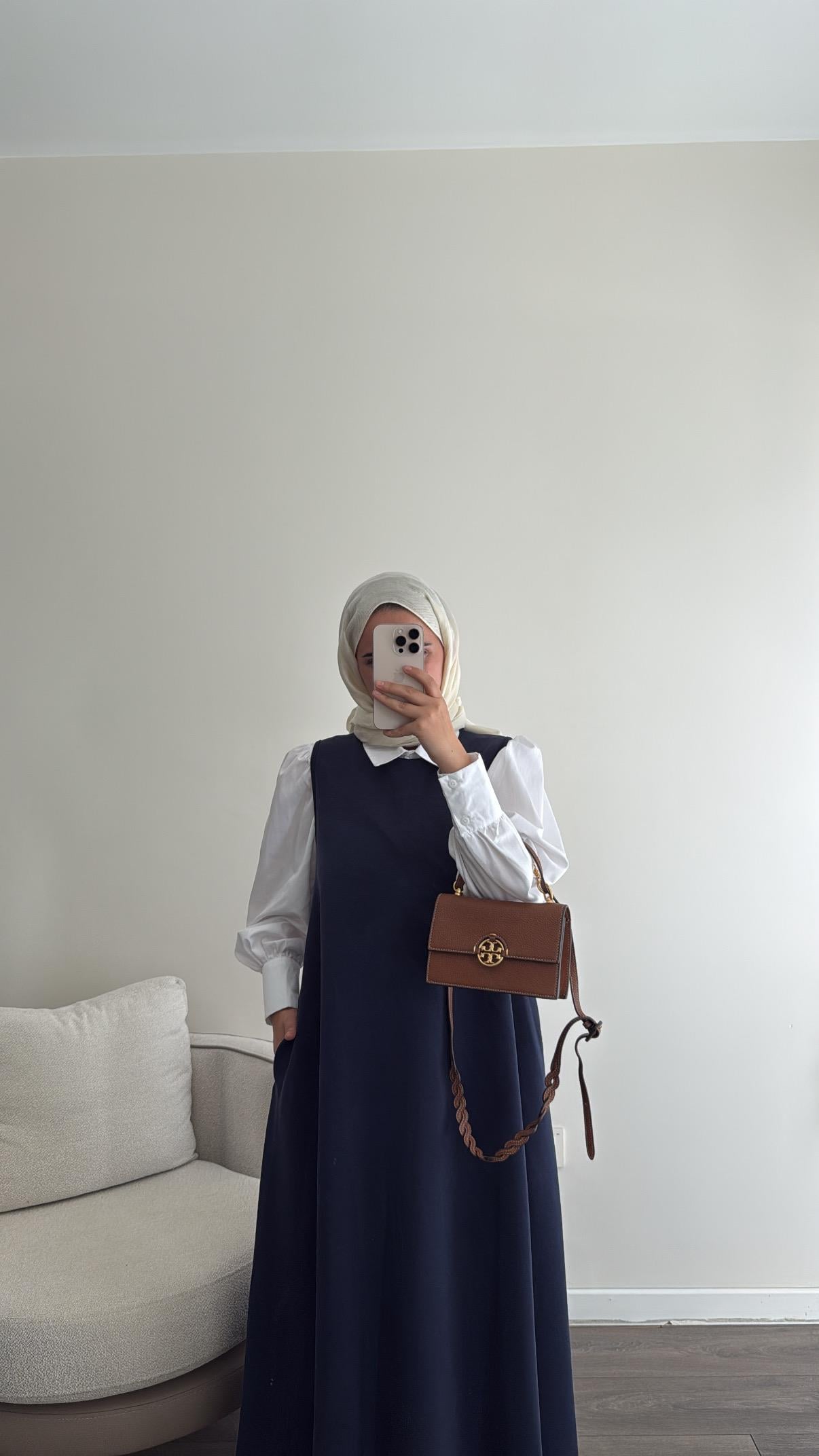 Sıfır Kol Elbise - Lacivert