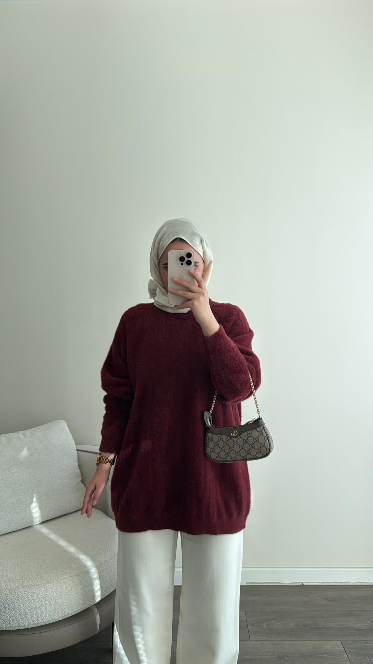 Simli Yumoş Kazak - Bordo