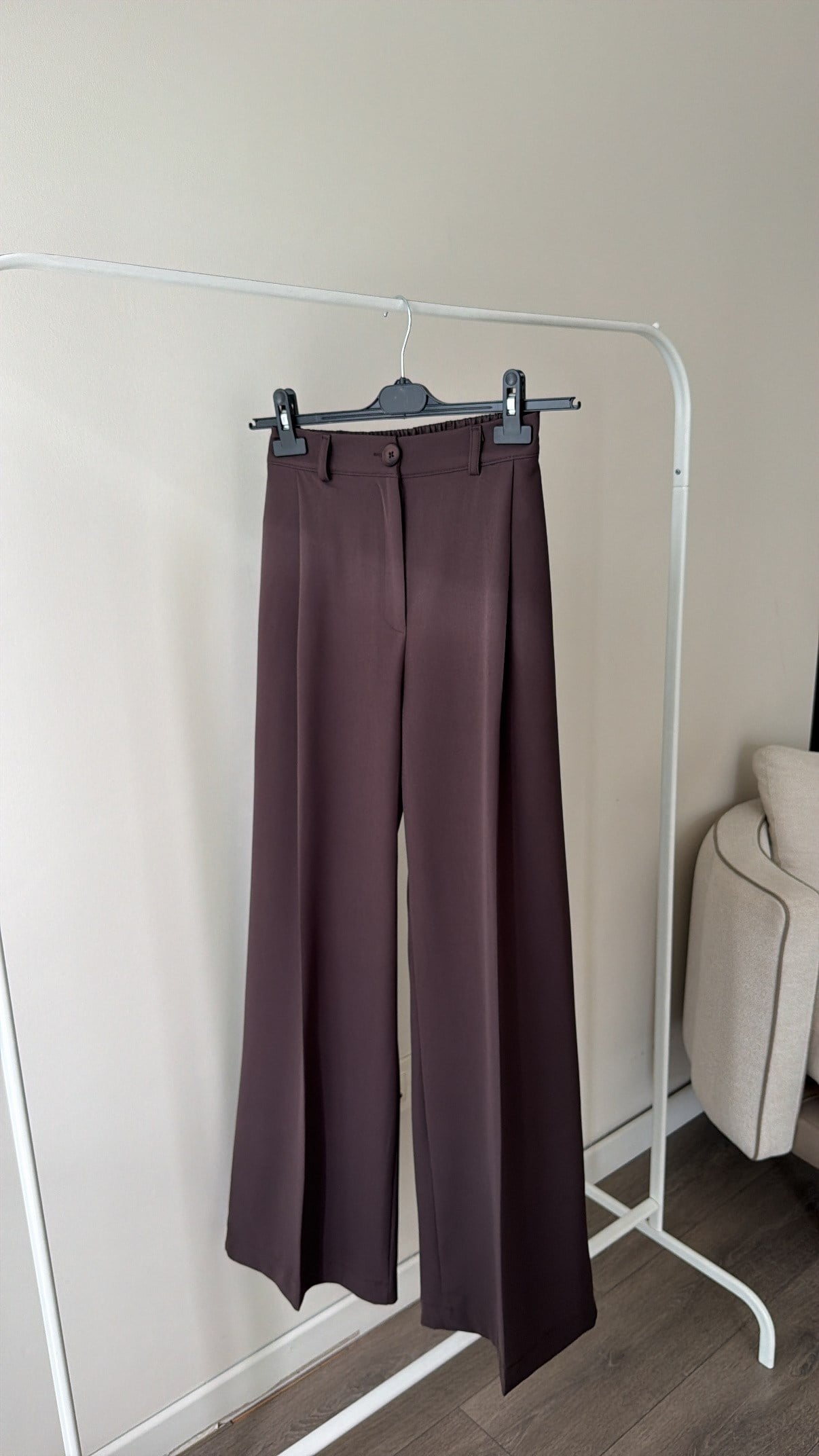 Tek Pileli Palazzo Kahve Pantolon