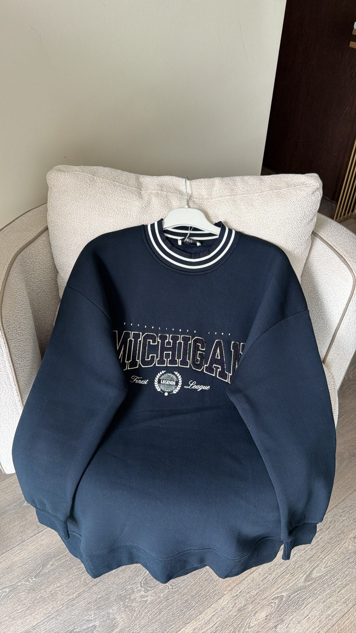 Triko ve Nakış Detaylı Sweatshirt - Lacivert