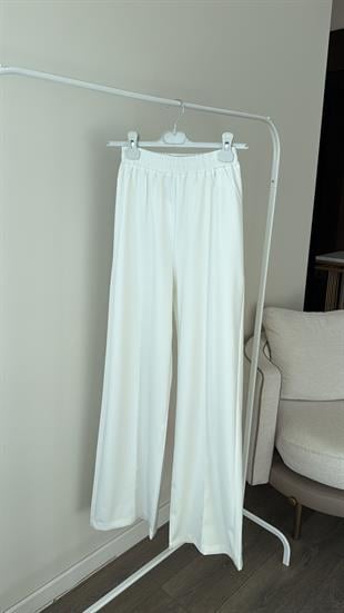 Nervür Dikiş Detaylı Pantolon - Beyaz